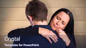  Presentation with bleached - Colorful theme enhanced with woman breaking up with boyfriend against bleached wooden planks background backdrop and a navy blue colored foreground