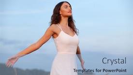  Presentation with clean air - PPT layouts enhanced with woman-breathing-clean-and-fresh background and a light blue colored foreground