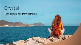  Presentation with breathing - PPT layouts featuring woman-breathing-fresh-air background and a light blue colored foreground