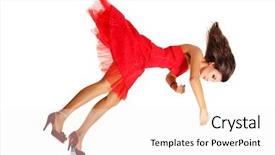  Presentation with white red employees - Theme with woman broken doll falling down background and a white colored foreground