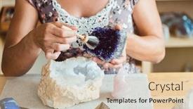  Presentation with workshop - Presentation theme featuring woman-brushing-an-amethyst background and a lemonade colored foreground