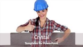  Presentation with building - PPT theme with woman building wall background and a violet colored foreground