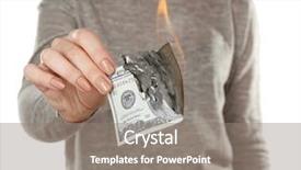  Presentation with dollar - Theme enhanced with woman burning dollar banknotes isolated background and a gray colored foreground