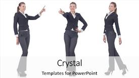  Presentation with white pom pom pom pom - Beautiful slide set featuring woman businesswoman isolated on white backdrop and a white colored foreground