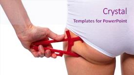  Presentation with loss - Presentation theme featuring bariatric - woman butt diet and weight background and a sky blue colored foreground