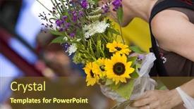  Presentation with columbus - Slide deck featuring woman buying a bouquet of flowers at the north market in columbus ohio background and a tawny brown colored foreground