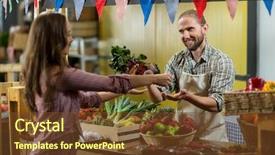  Presentation with vendor - Cool new theme with woman buying beetroot from vendor at the counter in the grocery store backdrop and a tawny brown colored foreground