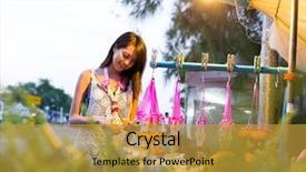  Presentation with flower woman - Beautiful PPT theme featuring woman buying flower at hawker backdrop and a  colored foreground