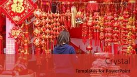  Presentation with translation - Beautiful slide deck featuring woman-buying-lantern-and-good backdrop and a red colored foreground
