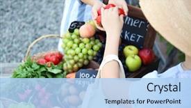  Presentation with market - PPT theme featuring products at farmer's market background and a light blue colored foreground