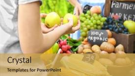  Presentation with market - Slides with products at farmer's market background and a yellow colored foreground