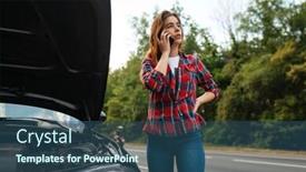  Presentation with tow truck - Cool new theme with woman calling a tow truck on road car breakdown backdrop and a ocean colored foreground