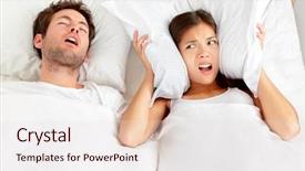  Presentation with ears - Audience pleasing presentation design consisting of woman can not sleep backdrop and a sky blue colored foreground