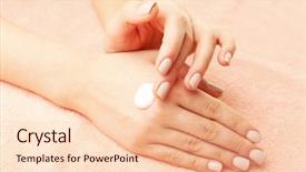  Presentation with caring hands - Presentation design with woman caring hands with cream background and a lemonade colored foreground