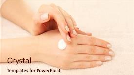  Presentation with caring - Amazing presentation theme having woman caring hands with cream backdrop and a lemonade colored foreground