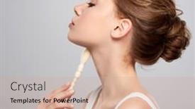  Presentation with beauty cosmetic - Beautiful PPT theme featuring woman-caring-of-her-beauty backdrop and a coral colored foreground