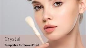  Presentation with beauty cosmetic - Slide set with woman-caring-of-her-beauty background and a coral colored foreground