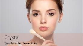  Presentation with beauty cosmetic - Colorful presentation design enhanced with woman-caring-of-her-beauty backdrop and a coral colored foreground