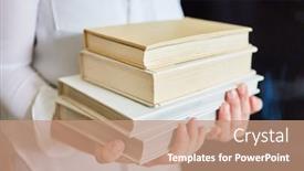  Presentation with old book - Beautiful theme featuring woman-carries-a-stack backdrop and a coral colored foreground