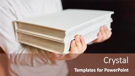  Presentation with stack books - Colorful presentation theme enhanced with woman-carries-a-stack backdrop and a tawny brown colored foreground
