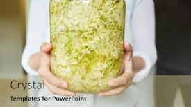  Presentation with mason jar - Audience pleasing slide deck consisting of woman-carries-mason-jar backdrop and a yellow colored foreground