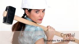  Presentation with mallet - Audience pleasing slide set consisting of woman carrying a mallet backdrop and a coral colored foreground