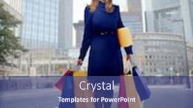  Presentation with city street - Presentation enhanced with woman-carrying-some-shopping-bags background and a ocean colored foreground