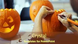  Presentation with activity - Slide set consisting of woman-carving-pumpkin-or-jack background and a tawny brown colored foreground