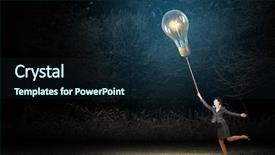  Presentation with bulb brain - Slide deck featuring woman catch bulb background and a navy blue colored foreground