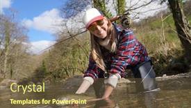  Presentation with trout - Cool new slide deck with woman-catching-rainbow-trout-fly backdrop and a tawny brown colored foreground