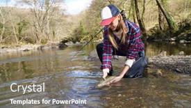  Presentation with trout - Amazing slide set having woman-catching-rainbow-trout-fly backdrop and a violet colored foreground