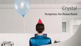  Presentation with romantic birthday couple celebrate - PPT theme with woman-celebrating-birthday-working-alone background and a light gray colored foreground