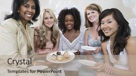  Presentation with bridal shower - Cool new slide set with woman celebrating bridal shower backdrop and a mint green colored foreground