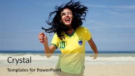  Presentation with soccer formation - Amazing PPT layouts having woman celebrating goal in soccer backdrop and a soft green colored foreground