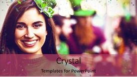  Presentation with flying - Slide deck consisting of woman celebrating st patricks day background and a violet colored foreground