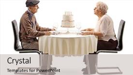  Presentation with birthday cake - Slides featuring woman celebrating with a birthday background and a light gray colored foreground