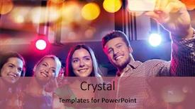  Presentation with party lights - Cool new presentation theme with woman cell group - party holidays technology nightlife backdrop and a coral colored foreground