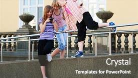  Presentation with teenage - Theme consisting of woman cell group - teenage girls calling background and a dark gray colored foreground