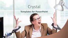  Presentation with desk - Presentation featuring woman-chained-to-her-working background and a  colored foreground