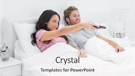  Presentation with bed - Theme with woman changing tv channel background and a white colored foreground