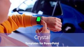  Presentation with electric cable - Slide deck with woman-charging-electric-car background and a teal colored foreground