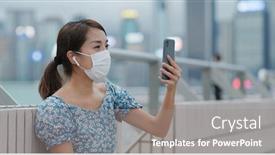  Presentation with chat - Audience pleasing presentation theme consisting of woman-chat-on-cellphone backdrop and a gray colored foreground