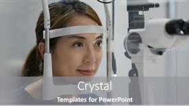  Presentation with clinic - Presentation consisting of woman-check-on-eye background and a gray colored foreground