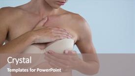  Presentation with breast cancer - Audience pleasing PPT theme consisting of woman checking for breast cancer backdrop and a coral colored foreground