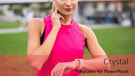  Presentation with heartbeat - Presentation design with woman-checking-her-heartbeat and a  colored foreground