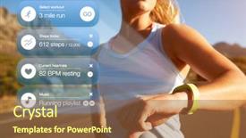  Presentation with global health - Cool new slide deck with woman checking notifications on health backdrop and a tawny brown colored foreground