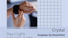  Presentation with space time - PPT layouts featuring woman-checking-watch-and-daylight background and a light blue colored foreground