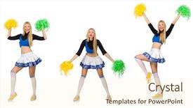  Presentation with white and black woman climbing ladders - Slide deck featuring woman cheerleader isolated background and a cream colored foreground