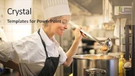  Presentation with oat meal - Audience pleasing PPT layouts consisting of woman chef - preparing the meal backdrop and a lemonade colored foreground