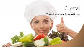  Presentation with cook chef - Amazing presentation theme having woman chef or cook and vegetables backdrop and a white colored foreground